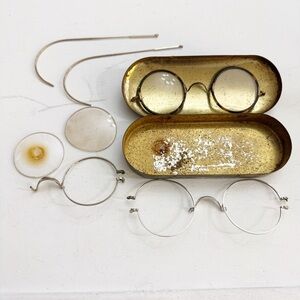 Antique/VintageWillson Goggles Tin Box Bakelite Glasses-B&L 1/10 12kGF Frames